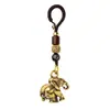 Llavero Creativo Hecho a Mano de Elefante Sólido Colgante Vintage de Latón Joyería Colgante de Coche Propicio Colgante Pequeño de Cobre Puro