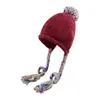 Gorro de Punto Trenzado con Borlas Transfronterizo Otoño e Invierno Retro Gorro de Ganchillo Gorro de Brote de Frijol Caliente de Lana Europeo y Americano