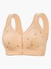 Sujetador de Talla Grande con Botón Frontal y Fino para Madres de Mediana Edad y Ancianas, Ropa Interior de Algodón para Mujer, Sujetador Deportivo Estampado sin Aros