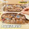 Estojo de Lápis Grande Capacidade Portátil de Capivara Desenho Animado Presente para Estudante Papelaria Fofa Bolsa de Lápis Impermeável de PVC