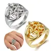 Anel Amazon Same Spot Jewelry Ouro e Prata Arte Abstrata Tendência de Arte Anel Oco Igual para Casal