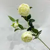 3 Cabezas de Peonías, Arreglos Florales de Boda, Decoración de Guía de Camino, Flores Artificiales, Peonías Falsas, Flores Europeas de Seda, Flores Falsas, Peonías Occidentales
