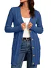 Exportação Transfronteiriça Amazon Outono e Inverno Novo Suéter Tricotado Longo Torcido Cardigan Jaqueta Feminina Cor Pura Botão Bolso