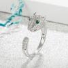 Personalidade Exagerada Anel de Dedo Cobra Exquisito com Micro-Diamantes Cabeça de Leopardo Anel de Abertura Totalmente Cravejado com Diamantes Decoração Tendência