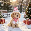Nuevo conjunto navideño de sombrero y bufanda a rayas rojas y blancas para mascotas (gatos y perros)