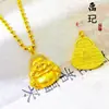 Tienda de Oro Mismo Estilo Colgante de Buda Chapado en Oro Incrustado de Diamantes con el Carácter '' y Diseño de Buda Sonriente, Nuevo Estilo Chino Collar de Buda Sonriente de Vientre Grande Sólido Venta al por Mayor