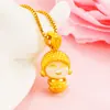 Pingente Exquisito de Buddha Pequeno Dourado Rígido 3D de Imitação com Jade Hetian para Mulheres, Elegante Buda Maitreya com Jade Incrustado em Ouro de Imitação Modelo Popular para Transmissão ao Vivo