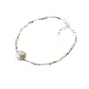 Pulsera de Plata Rota y Perlas Estilo Coreano Gama Alta Lujo Ligero Pulsera Sencilla Regalo para San Valentín Mejor Amiga Niñas