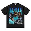 Camiseta de manga corta con estampado de hip-hop retro transfronterizo estadounidense JCole, sudadera con capucha de cuello redondo y manga larga gruesa