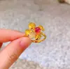 Loja de Ouro Mesmo Estilo Ouro Antigo Diamante Verde Esmalte Anel Gota d'Água para Mulheres Estilo Criativo de Luxo Leve Anel Aberto Ovo de Pombo