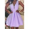 AliExpress Ebay sem costas zíper decote V profundo sem mangas rosa sexy LAZADA vestido novo 2023
