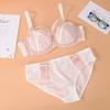 Sujetador de Traje Europeo y Americano de Talla Grande Transfronterizo para Mostrar los Senos Grandes Sujetador de Encaje Pequeño Sujetador de Taza Completa Ropa Interior Delgada Mujeres con Sobrepeso