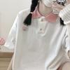 Verano Universidad Estilo Japonés Chica Linda Combinación de Colores Oso Bordado Holgado Manga Corta Camisa Polo Cuello Solapa Camiseta Mujeres Venta al por Mayor