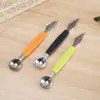 Colher de Frutas de Aço Inoxidável com Duas Pontas, Faca de Esculpir Ondulada, Ferramenta para Prato de Frutas de Melancia, Colher