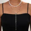 Moda Transfronteriza Colgante de Cruz Personalizado en Capas Collar de Múltiples Capas con Perlas de Imitación ABS y Cuentas de Colores Colección