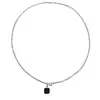 Collar cuadrado negro de acero de titanio de marca de moda de hip-hop para hombre, diseño de nicho simple, cadena de lana de acero de titanio para pareja, accesorios para mujer