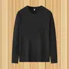 Algodón imitación seda de leche 180g primavera y otoño 2024 nuevo hombre color liso camiseta de manga larga suave cuello redondo talla grande camiseta básica hombre