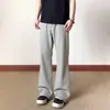 Mezcla para commuting, corte tridimensional, caída elegante, unisex, bordado con patrones intrincados, de rayas, pantalones ligeramente acampanados, disponibles en gris y negro