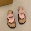 Sandálias Tiras Fio Prata com Fivela Femininas 2026 Verão Novo Retro Sola Grossa Romanas de Praia Casuais Slip-On