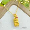 Pingente de Buda Fofo, Ouro de Areia Estilo Antigo, Não Olhe nem Ouça a menos que Convidado, Dois Estilos, Cobre com Banho de Ouro, Corrente de Corda Preta Opcional, Novo Estilo Chinês