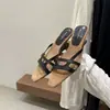 Sandalias de Tacón Alto de Diseño, Pantuflas de Tacón Grueso de Moda para Mujer, Estilo Retro Francés de Verano, Modelo Nuevo de Nicho, Pantuflas sin Cierre de Punta