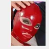 Capuz Sexy de Látex Vermelho Máscara de Látex Máscara de Látex Capuz para Festa de Formatura Feminina