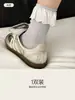 Meias Brancas de Renda Meia-Canela para Mulheres Primavera/Verão Renda Franzida Estilo Ballet Meias de Algodão Folgadas para Combinar com Sapatos Pequenos de Couro Meias Longas para Mulheres