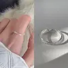 Anillo de Perla Dulce para Mujer, Estilo Minimalista de Moda, Elegante Anillo Abierto de Cruz de Plata, Anillo Versátil para el Dedo Índice