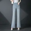 3103 Producto Nuevo Primavera Verano Pantalones Lavados y Desgastados de Tiro Alto Micro-Campana Pantalones de Campana Corte Delgado Todas las Tallas Elástico Exquisito