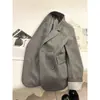 Blazer de diseñador gris estilo británico para mujer, nuevo traje de moda de moda para el trabajo, primavera y otoño 2026