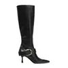 Venta al por mayor transfronteriza de botas largas de tacón alto de punta estilo francés para mujer, nueva colección de invierno 2026, versátiles y a la moda con detalles de hebilla y cremallera, botas elegantes
