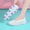 Zapatos de Enfermera de Color Sólido Calados para el Trabajo con Suelas Suaves, Transpirables y Cómodos para los Pies, Zapatos Casuales de Cuero de Verano para Mujer de Hospital, Tai Chi Transpirables