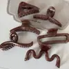 Pinza Grande para el Cabello con Patrón de Mármol Teñido Marrón Pinza de Nicho Elegante de Gama Alta Pinza de Tiburón Accesorios para el Cabello Estilo Nuevo
