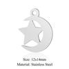 Paquete de 5 colgantes de acero de titanio con forma de estrella de cinco puntas y seis puntas, de acero inoxidable, con forma de luna y ocho estrellas, accesorios de joyería para hacer tú mismo.