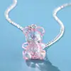 Versión Coreana Estilo Ins Dulce Transparente Colgante de Oso de Dibujos Animados Collar para Mujeres Dopamina Simple Cadena para Clavícula de Pareja
