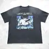 Camiseta Estampada Retro de Moda Americana de Manga Curta Saint Michael Cho Lavada e Desgastada para Casais Homens e Mulheres Verão