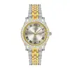 Relógio Feminino de Pulso de Aço com Diamantes Inteiros Pronto para Uso Transfronteiriço Atacado de Alto Padrão Nicho Comércio Exterior Calendário Relógio Feminino