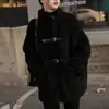 Abrigo de Lana de Cordero para Mujer, Nuevo Estilo de Invierno, Versión Coreana, Corte Holgado, Engrosado, de Longitud Media, con Piel Integrada, Abrigo de Moda