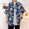 Estilo Hong Kong 2024 Verano Nuevo Camisa Floral de Manga Corta Holgada Estilo Japonés Camisa Floral Hawaiana de Playa para Hombre Tendencia