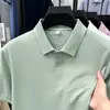 Camisa Polo de Manga Corta Fina de Seda para Hombre, Estilo Ralph Lauren, Camiseta Transpirable de Algodón y Lino con Cuello de Solapa
