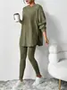 Outono/Inverno 2026 Europeu e Americano Amazon Cross-Border Conjunto Casual Feminino de Calça Longa e Moletom com Capuz de Manga Longa Canelado Solto