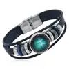 Joyería Popular Transfronteriza Punk Nuevo Estilo 12 Signos del Zodíaco Pulsera de Cuero DIY Multicapa Simple Pulsera de Pareja Accesorios