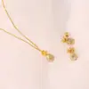 Stock de comercio exterior piezas de cobre personalizadas retro oro full diamond piña pendientes de botón collar joyería para mujeres