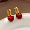 Aretes encantadores rojos retro de alta gama de Corea del Sur Pequeños estilo Año Nuevo hebilla para la oreja personalidad de una dos piezas joyería para la oreja 2079