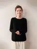 Suéter de Cashmere, Suéter Feminino Básico, Novo Quente Cintura Marcada Gola Redonda Decote Baixo Malha Pronta