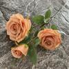 Tela Cepillada 3 Cabezas Rosa París Boda Portátil Flor Artificial Decoración del Hogar Arreglo Ramo Simulado Fila de Flores Flor