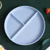 Plato de Cena Compartimentado Redondo de Paja de Trigo para el Hogar con Tres Compartimentos Cuantitativos para Reducir Grasa Plato de Plástico Venta al Por Mayor