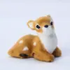 Adorno de Mini Ciervo Sika Simulado Acostado Adorno Creativo de Animal Simulado Modelo de Ciervo Sika Animal Peludo