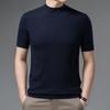 Suéter de lana de manga corta para hombre verano camiseta de lana entera moda casual tejido camisa de media manga joven y mediana edad camiseta básica