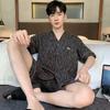 2024 Nuevo Cárdigan para Hombre Pijama Verano Manga Corta Shorts Traje de Cuadros Talla Extra Ropa Exterior Ropa para el Hogar